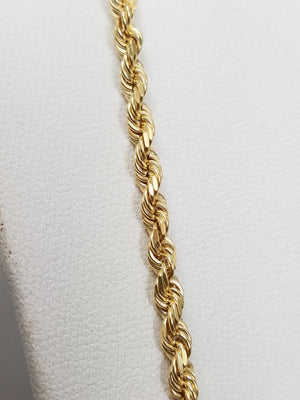 14k Yellow Gold Diamond Cut Solid Rope 3.2mm/24" Necklace