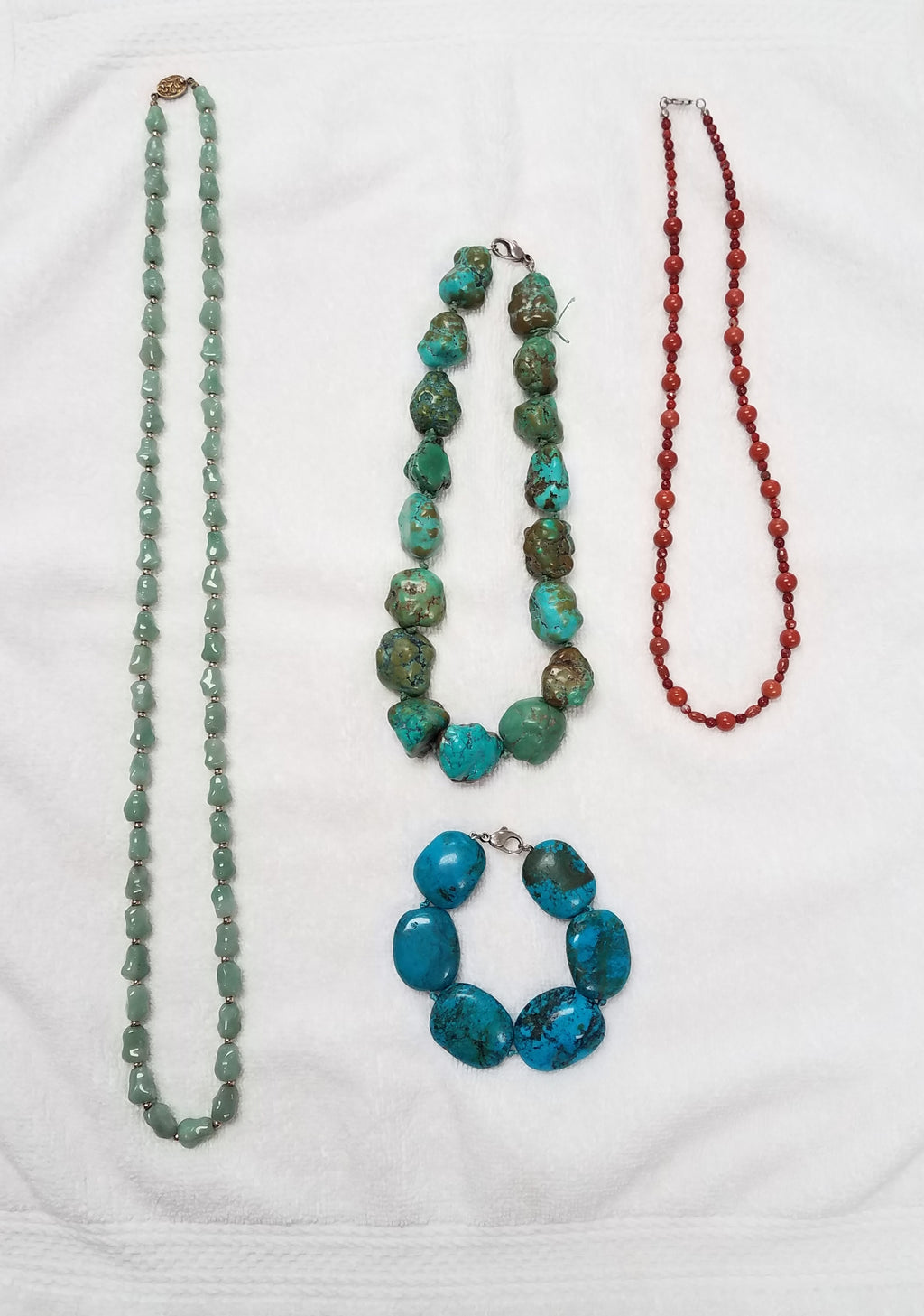 Vintage Sterling Silver Natural Gemstone Necklaces And Bracelet Lot