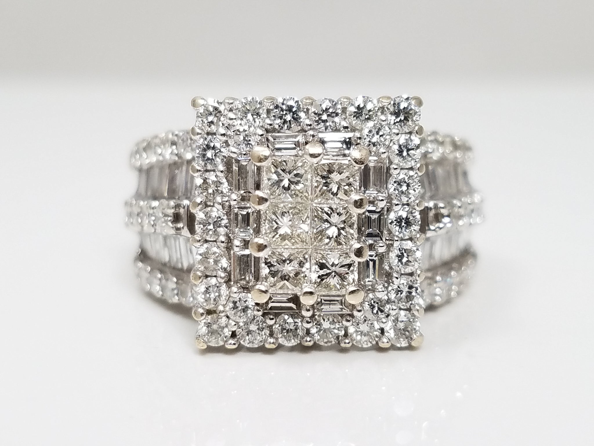 3ctw Natural Diamond 14k White Gold Engagement Ring