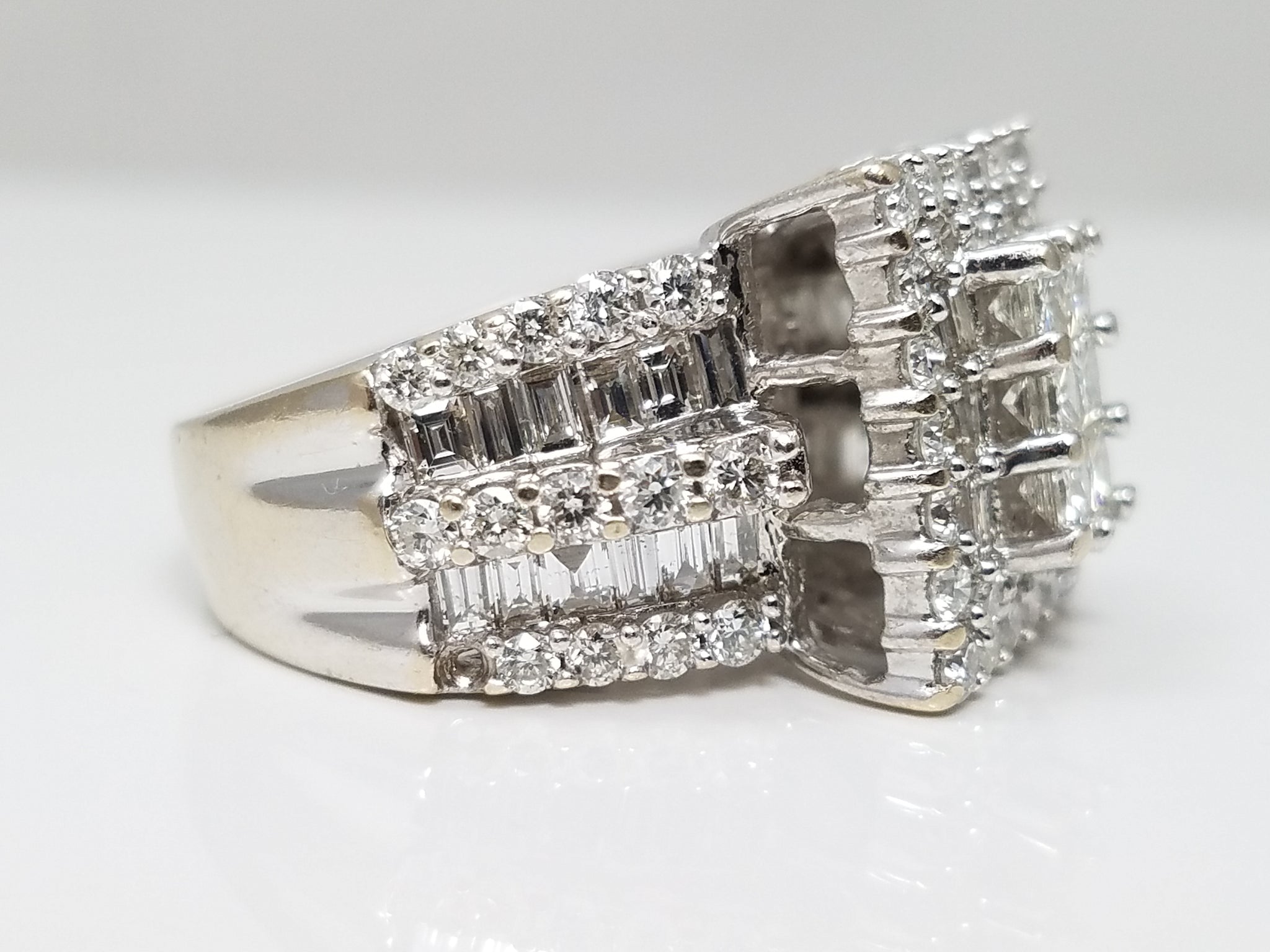 3ctw Natural Diamond 14k White Gold Engagement Ring