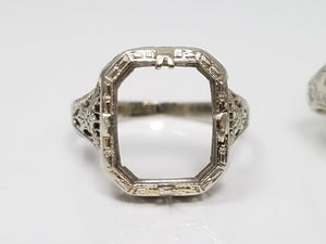 Three fantastic 14k White Gold 1930's Art Deco Filigree Ring Mounts To Restore