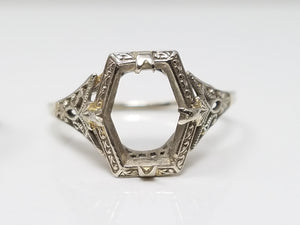 Three fantastic 14k White Gold 1930's Art Deco Filigree Ring Mounts To Restore