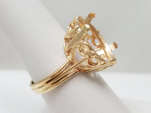 Elaborate Vintage 14k Yellow Gold Ring Mount