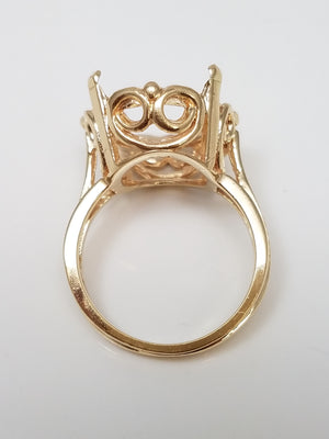 Elaborate Vintage 14k Yellow Gold Ring Mount