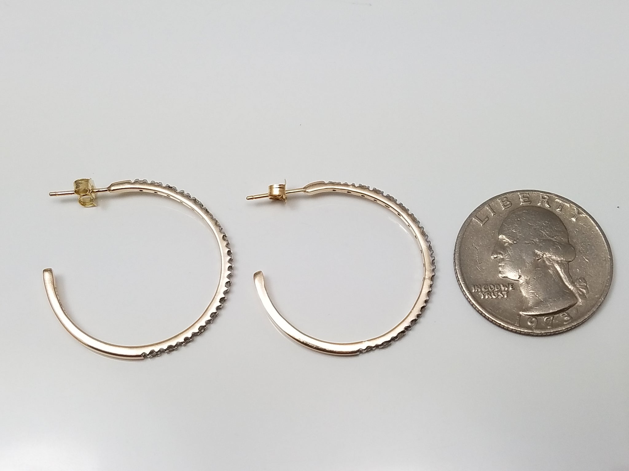 Dashing 10k Two Tone Gold Natural Diamond Hoop Earrings