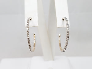 Dashing 10k Two Tone Gold Natural Diamond Hoop Earrings