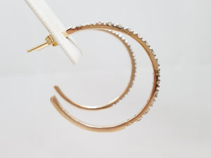 Dashing 10k Two Tone Gold Natural Diamond Hoop Earrings