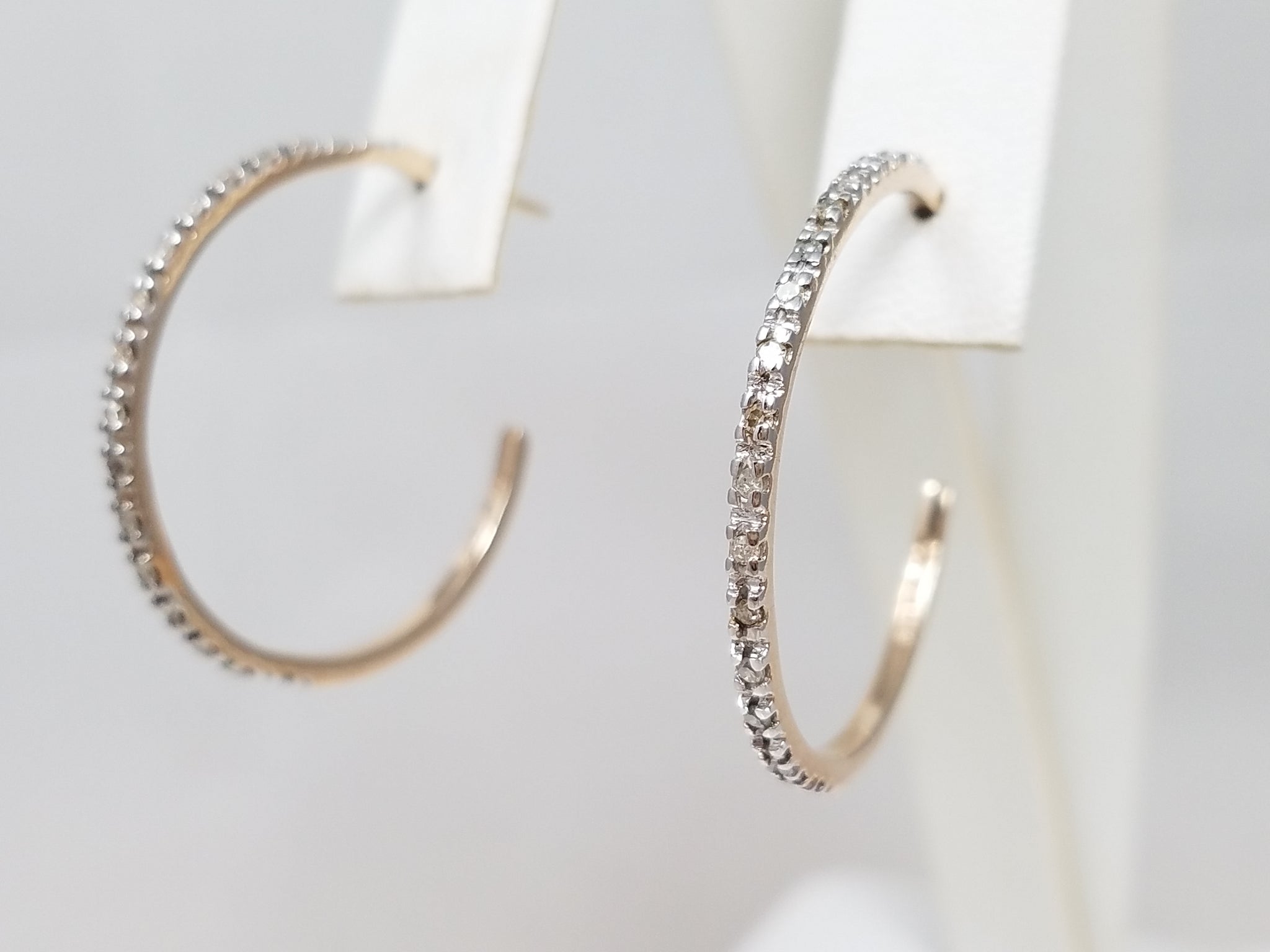 Dashing 10k Two Tone Gold Natural Diamond Hoop Earrings