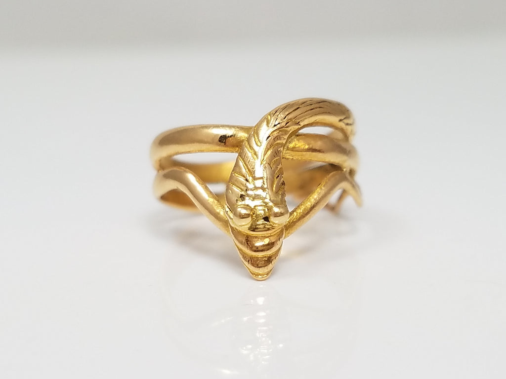 Vintage Petite 22k Yellow Gold Snake Pinky Tip Ring