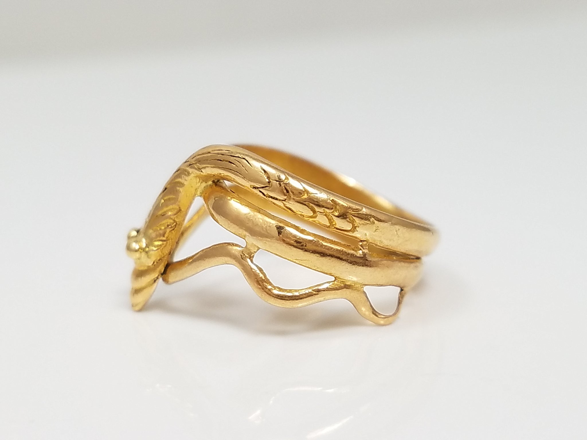 Vintage Petite 22k Yellow Gold Snake Pinky Tip Ring