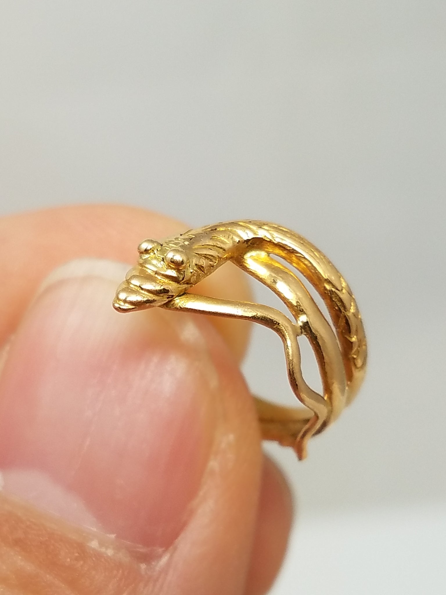Vintage Petite 22k Yellow Gold Snake Pinky Tip Ring