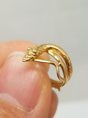 Vintage Petite 22k Yellow Gold Snake Pinky Tip Ring