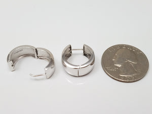 Bold 14k White Gold Wide Huggie Hoop Earrings