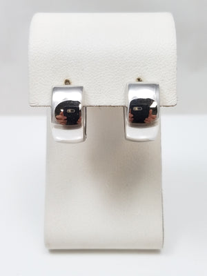 Bold 14k White Gold Wide Huggie Hoop Earrings