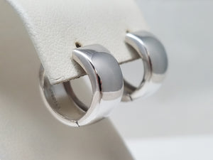 Bold 14k White Gold Wide Huggie Hoop Earrings