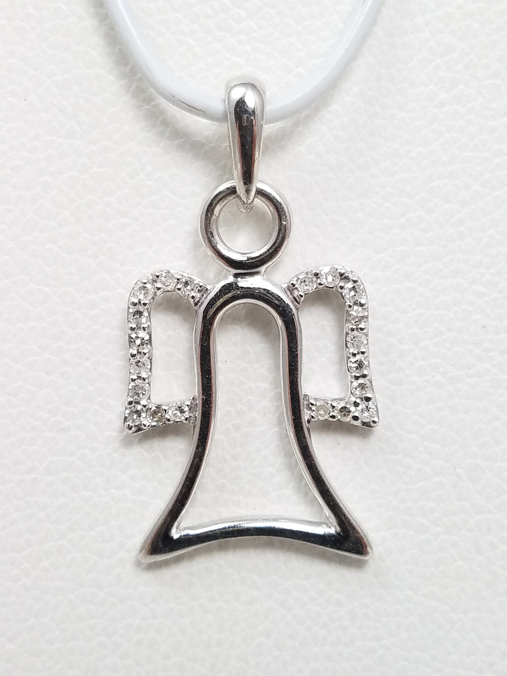14k White Gold Natural Diamond Angel Pendant
