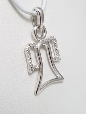 14k White Gold Natural Diamond Angel Pendant