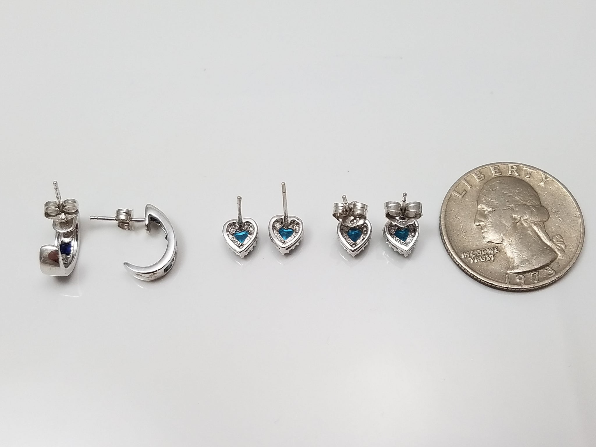 Attractive New 10k Blue/White Topaz and Sapphire Earring Lot