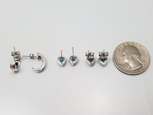 Attractive New 10k Blue/White Topaz and Sapphire Earring Lot
