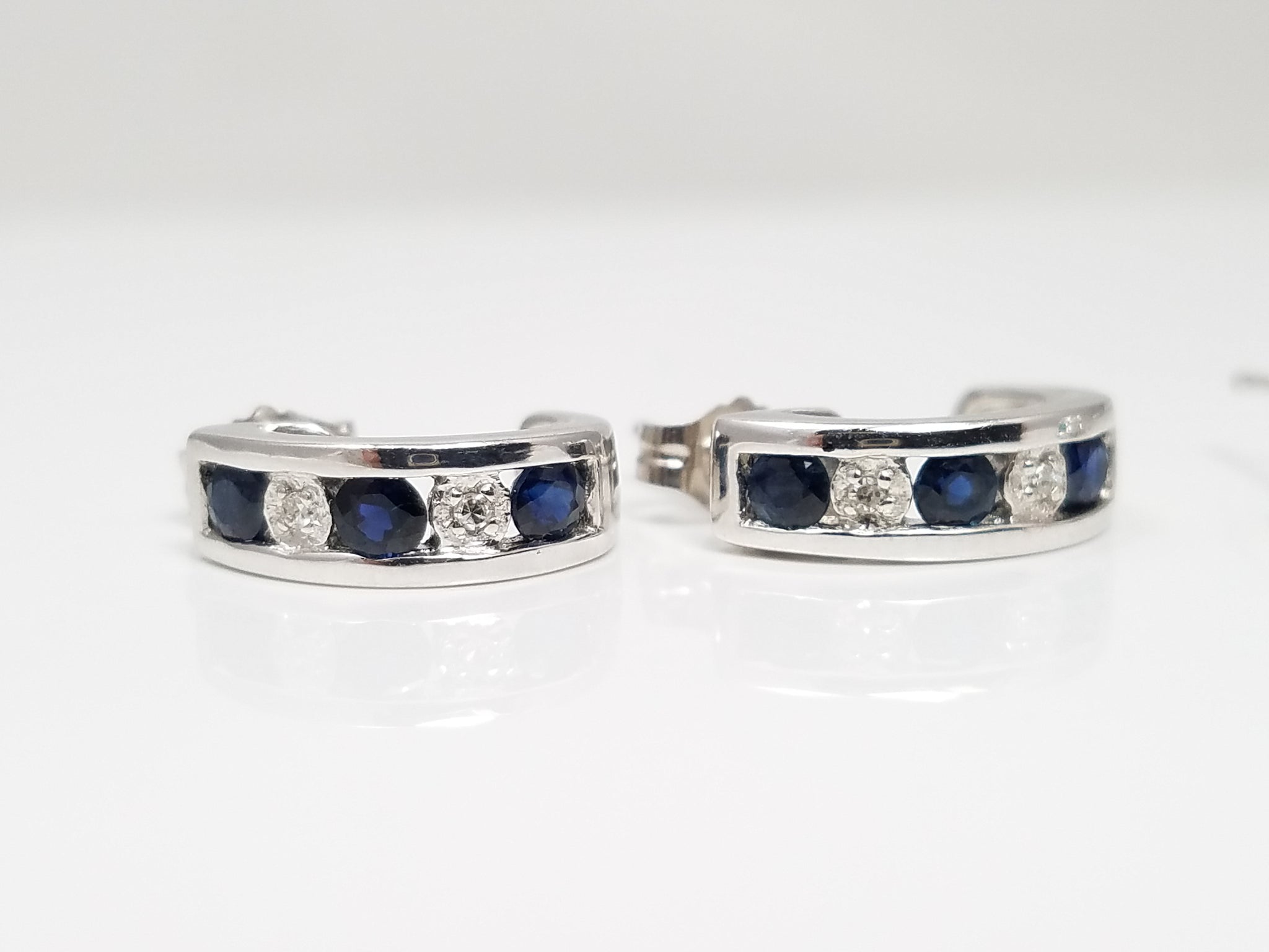 Attractive New 10k Blue/White Topaz and Sapphire Earring Lot