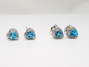 Attractive New 10k Blue/White Topaz and Sapphire Earring Lot