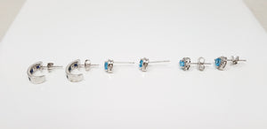 Attractive New 10k Blue/White Topaz and Sapphire Earring Lot