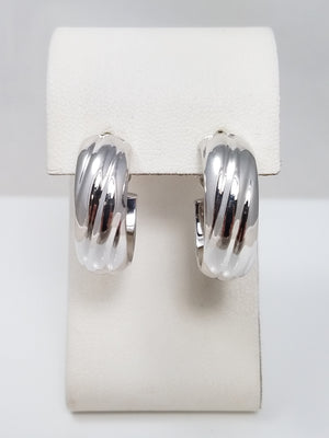 Cool 18k White Gold Spiral Hoop Earrings