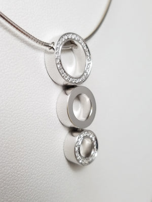 Chic 16" 18k White Gold Natural Diamond Movado Pendant Necklace