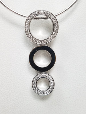 Chic 16" 18k White Gold Natural Diamond Movado Pendant Necklace