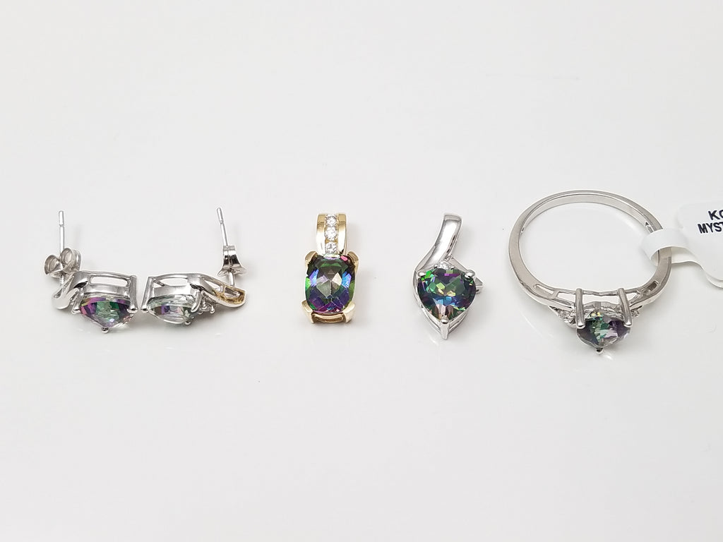 New! Colorful 10k Gold Natural Mystic Topaz Cubic Zirconia Jewelry Lot