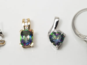 New! Colorful 10k Gold Natural Mystic Topaz Cubic Zirconia Jewelry Lot