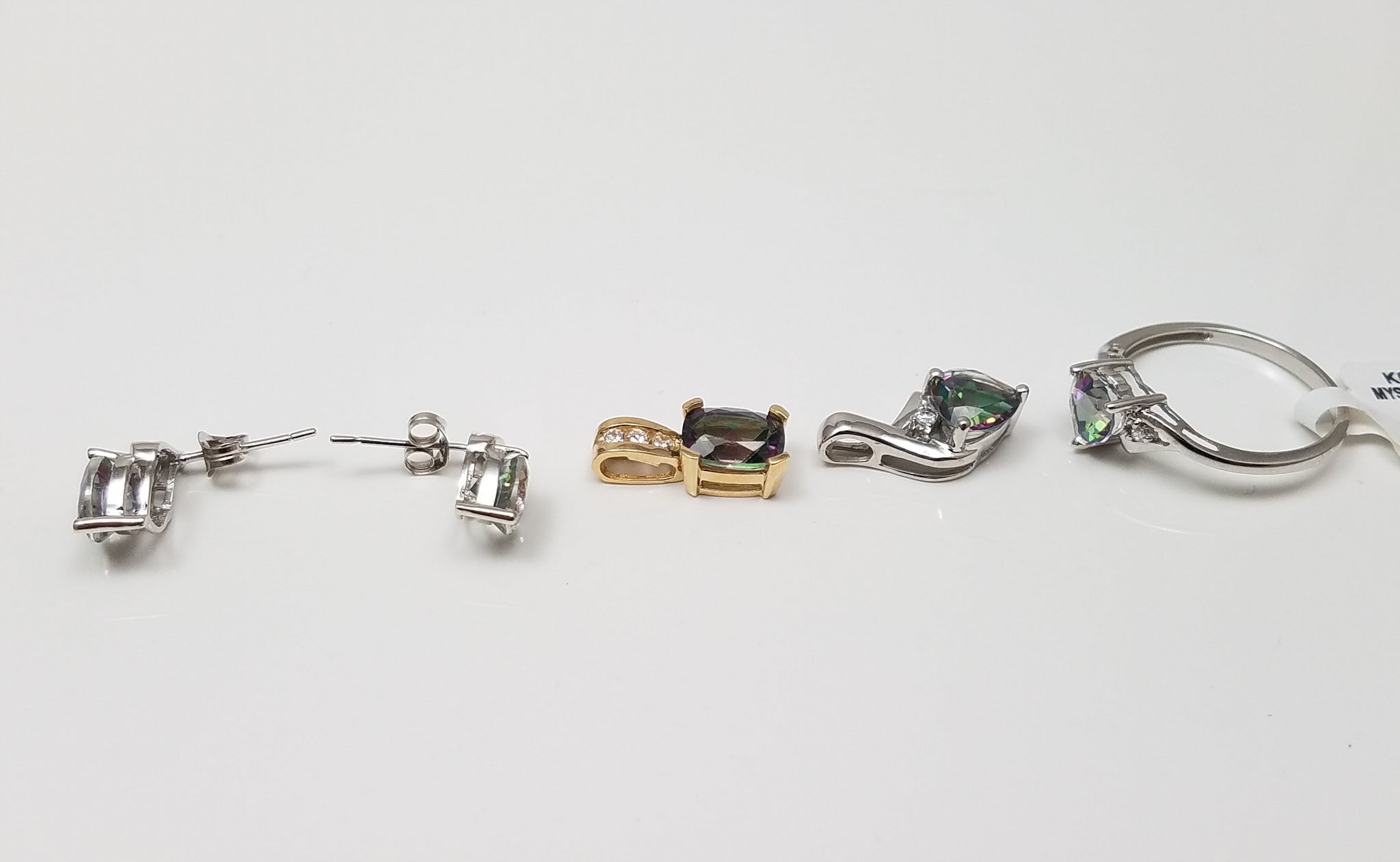 New! Colorful 10k Gold Natural Mystic Topaz Cubic Zirconia Jewelry Lot