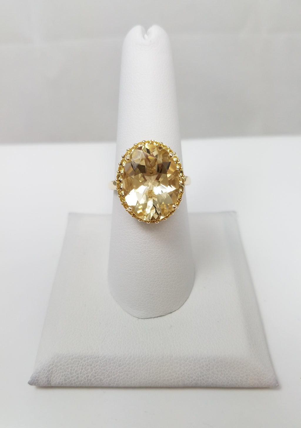 Magnificent 10k Yellow Gold Natural Prasiolite Sapphire Ring