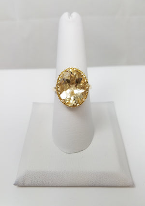 Magnificent 10k Yellow Gold Natural Prasiolite Sapphire Ring