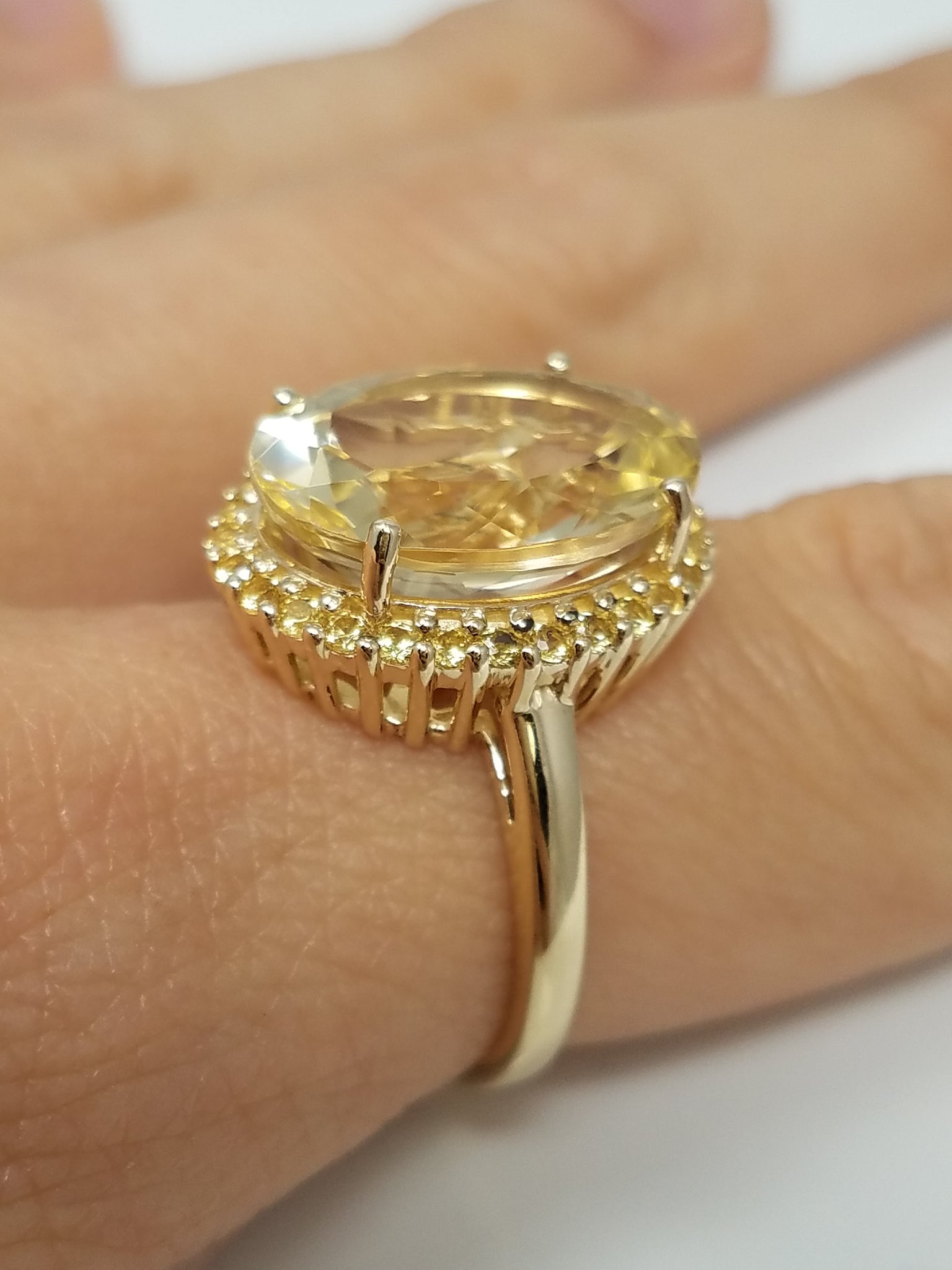 Magnificent 10k Yellow Gold Natural Prasiolite Sapphire Ring