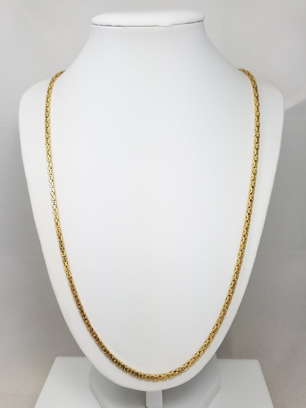 Sensational 24" 18k Yellow Gold Byzantine Link Chain Necklace