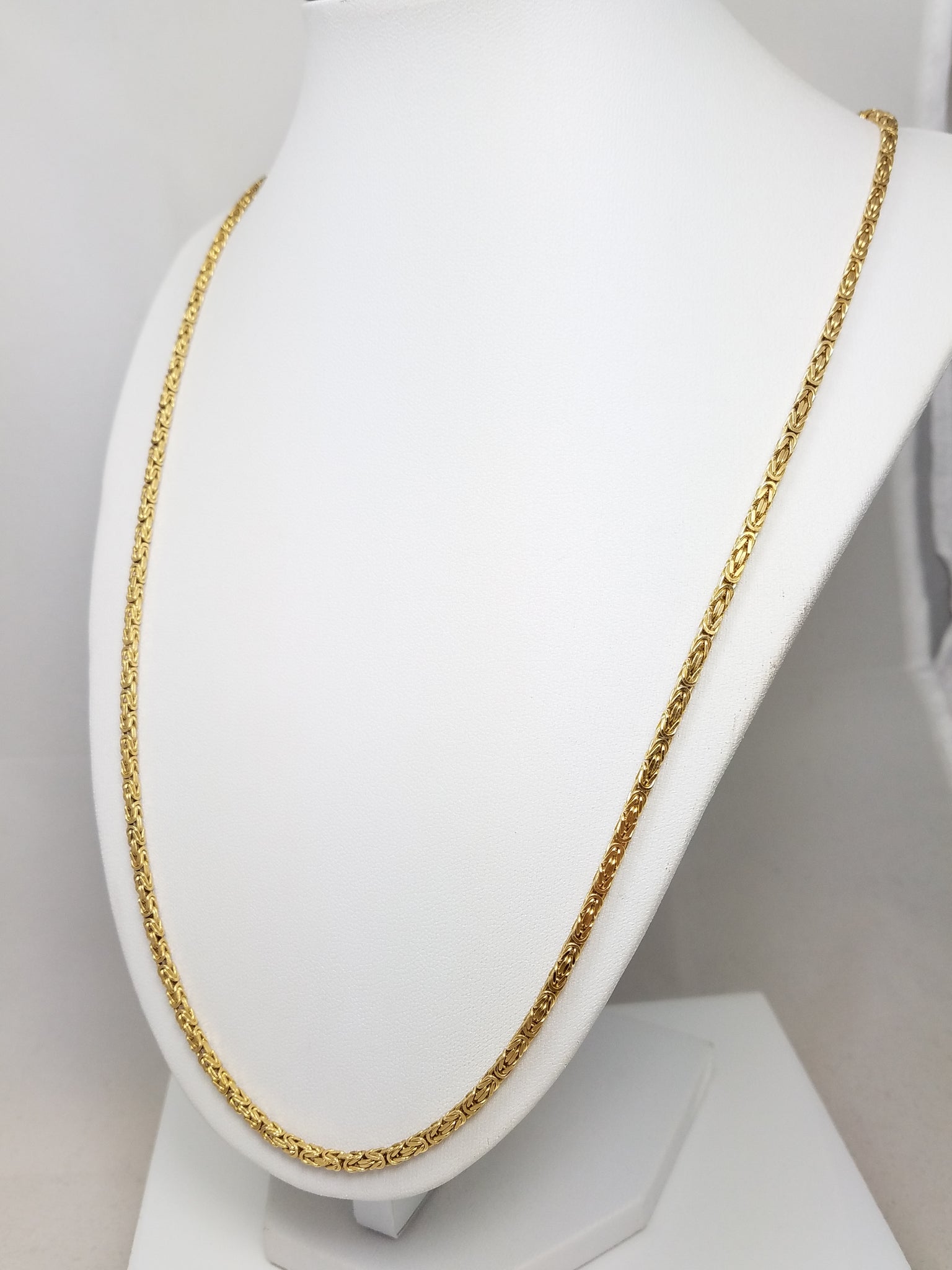 Sensational 24" 18k Yellow Gold Byzantine Link Chain Necklace