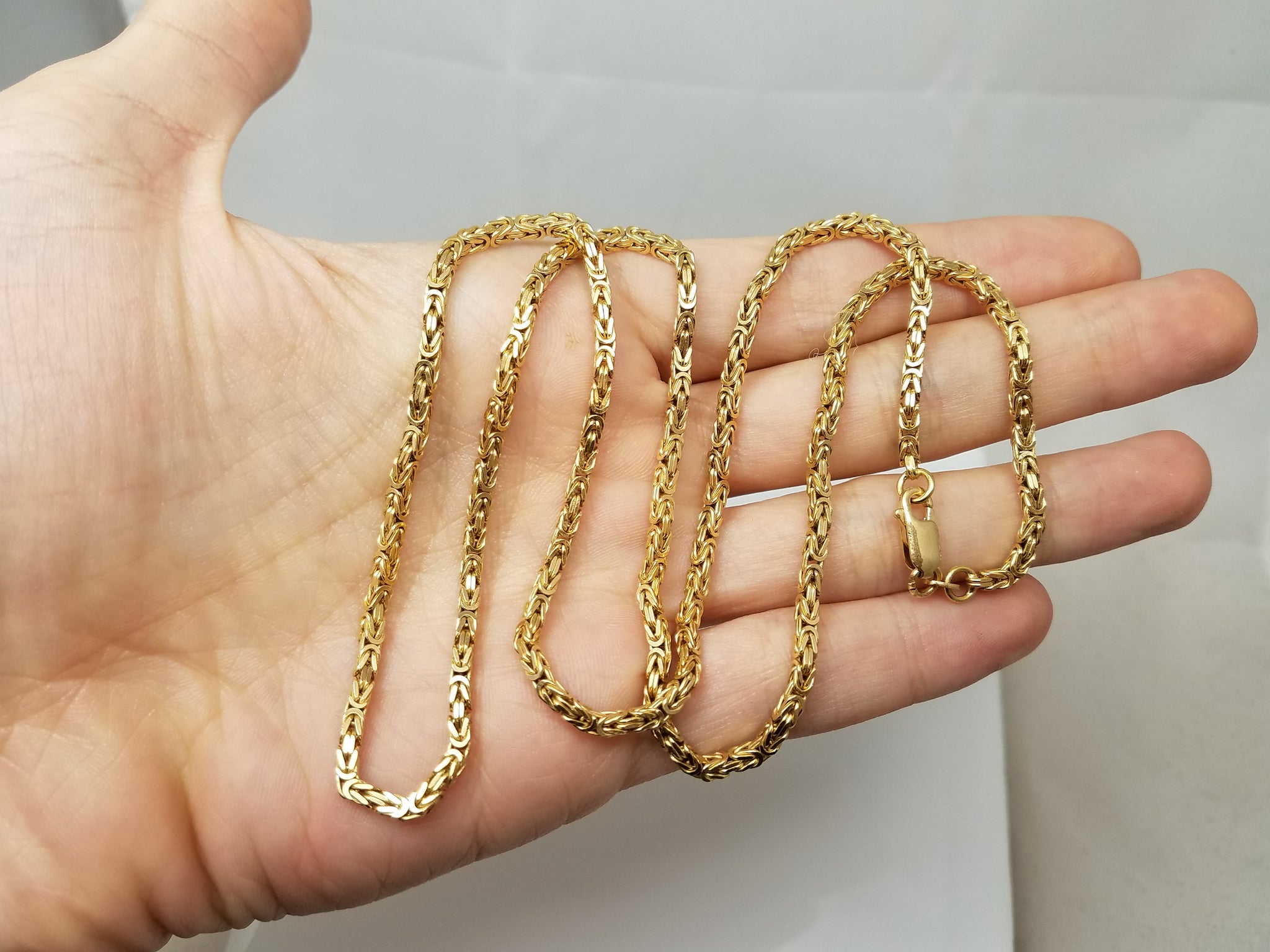 Sensational 24" 18k Yellow Gold Byzantine Link Chain Necklace