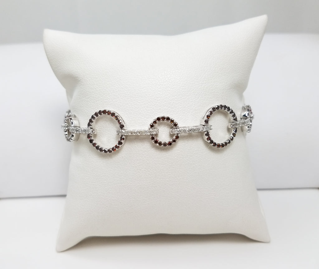 1ctw Natural Brown + White Diamond 10k White Gold Bracelet