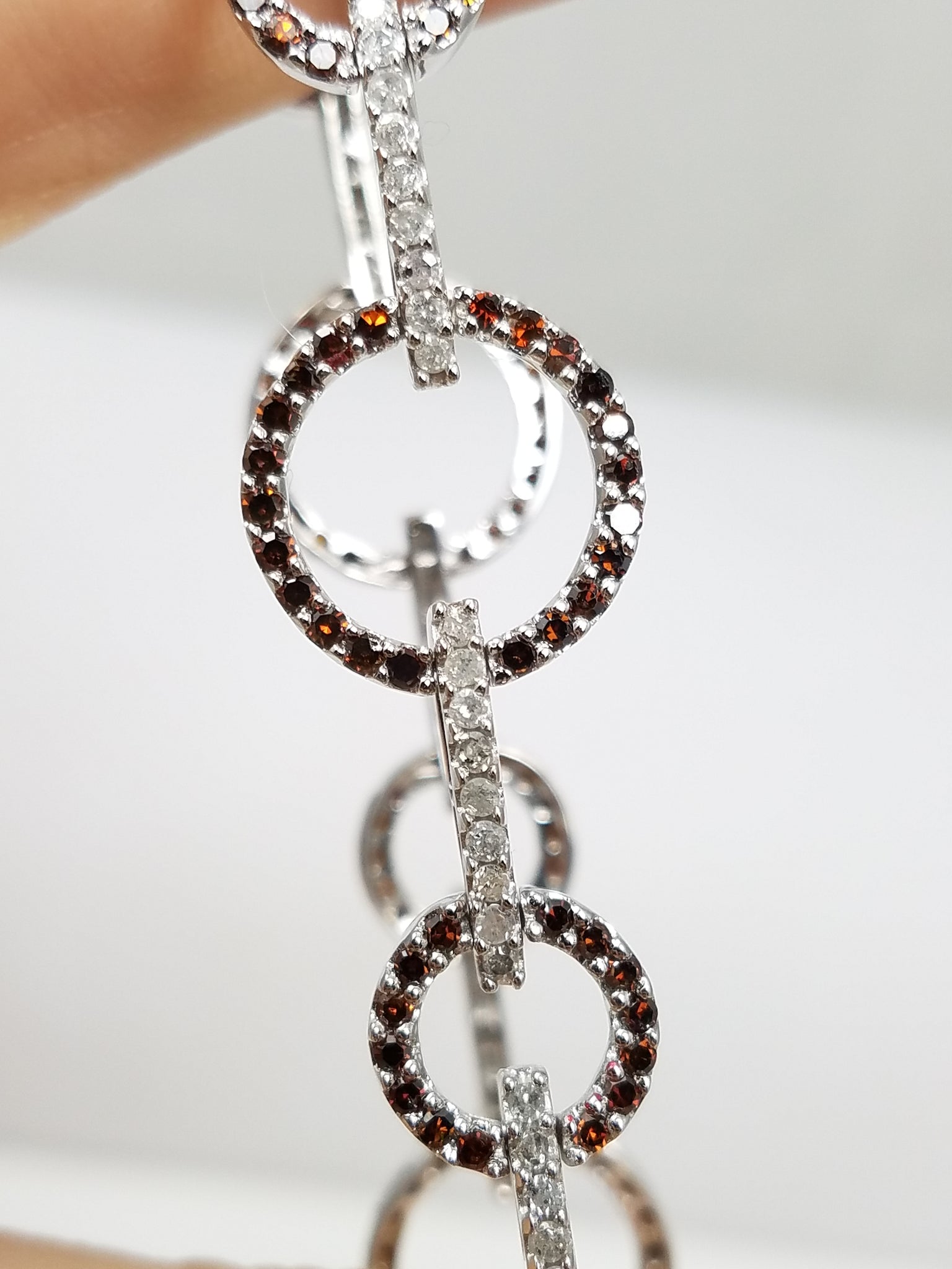 1ctw Natural Brown + White Diamond 10k White Gold Bracelet