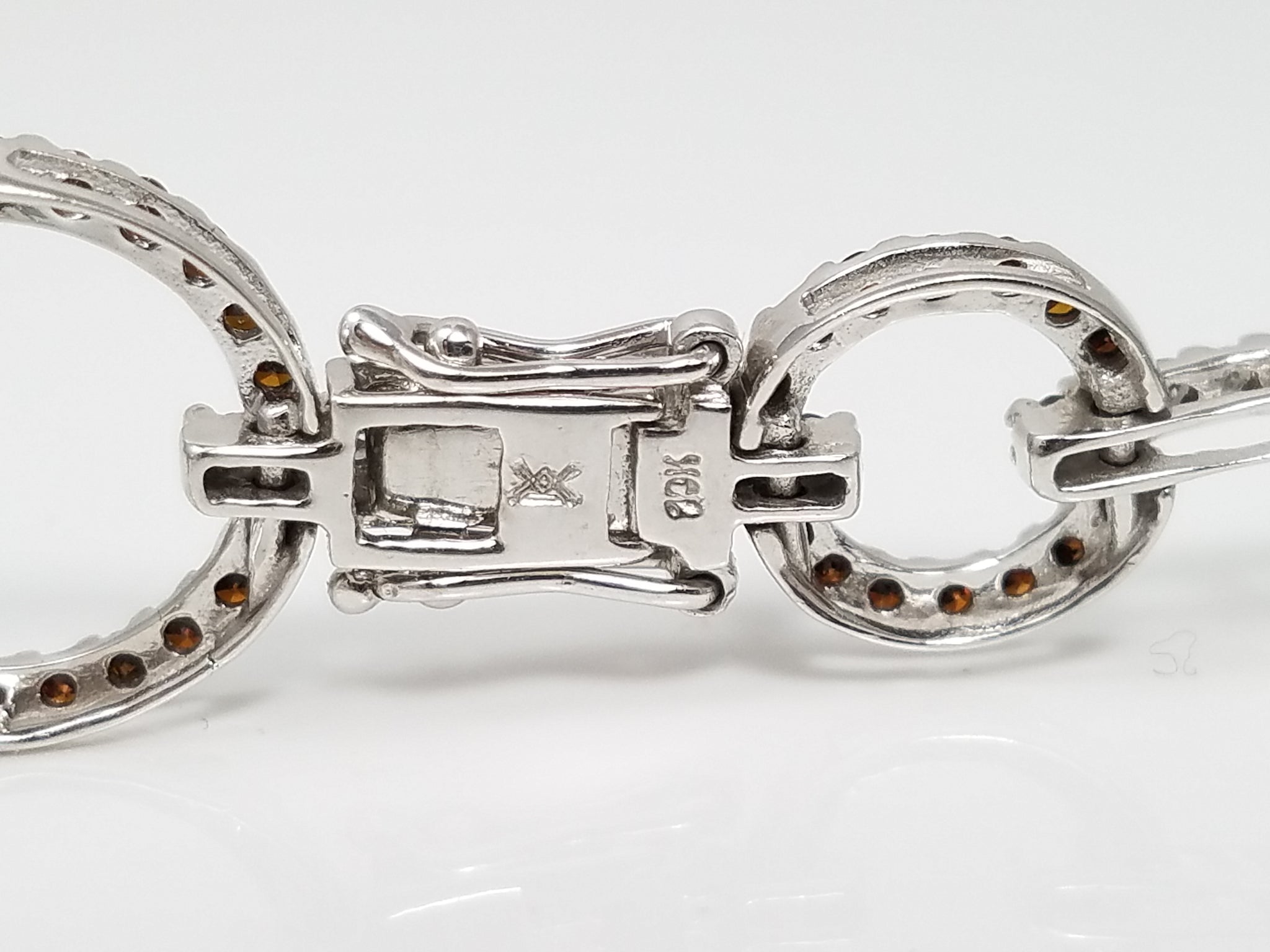 1ctw Natural Brown + White Diamond 10k White Gold Bracelet