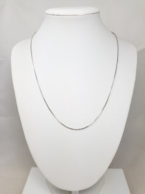 14k White Gold Box Link 1.3mm/18" Necklace