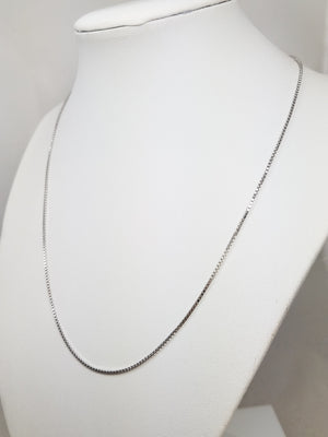 14k White Gold Box Link 1.3mm/18" Necklace