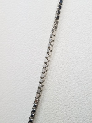 14k White Gold Box Link 1.3mm/18" Necklace