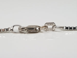 14k White Gold Box Link 1.3mm/18" Necklace