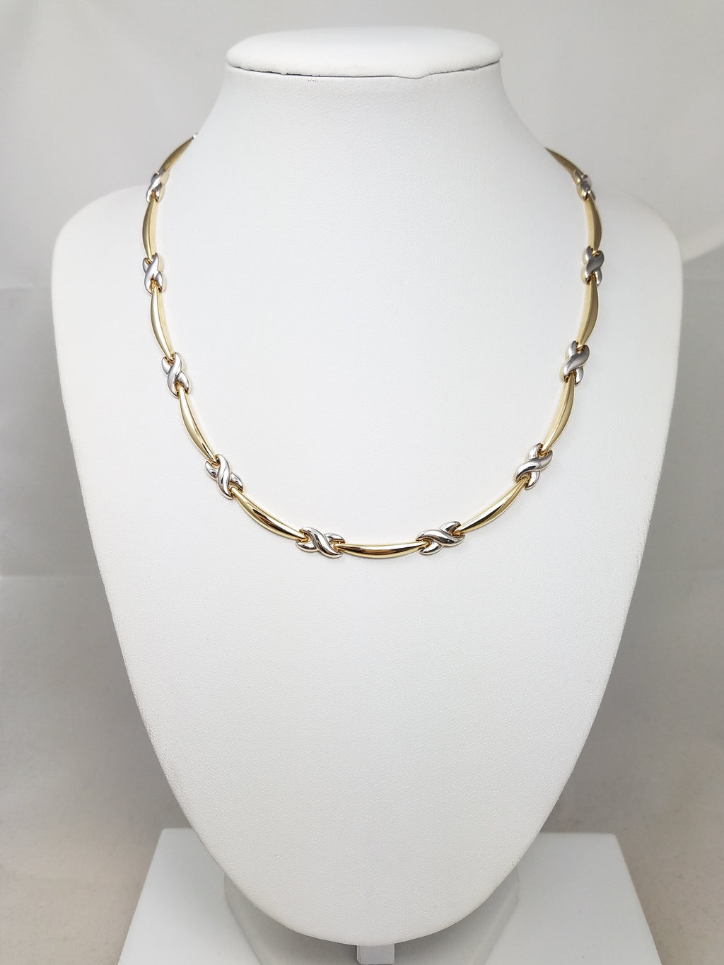 Sophisticated 17" 14k Two Tone Gold Fancy Link Necklace