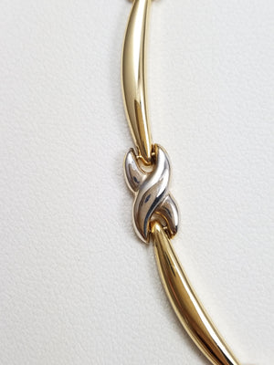 Sophisticated 17" 14k Two Tone Gold Fancy Link Necklace