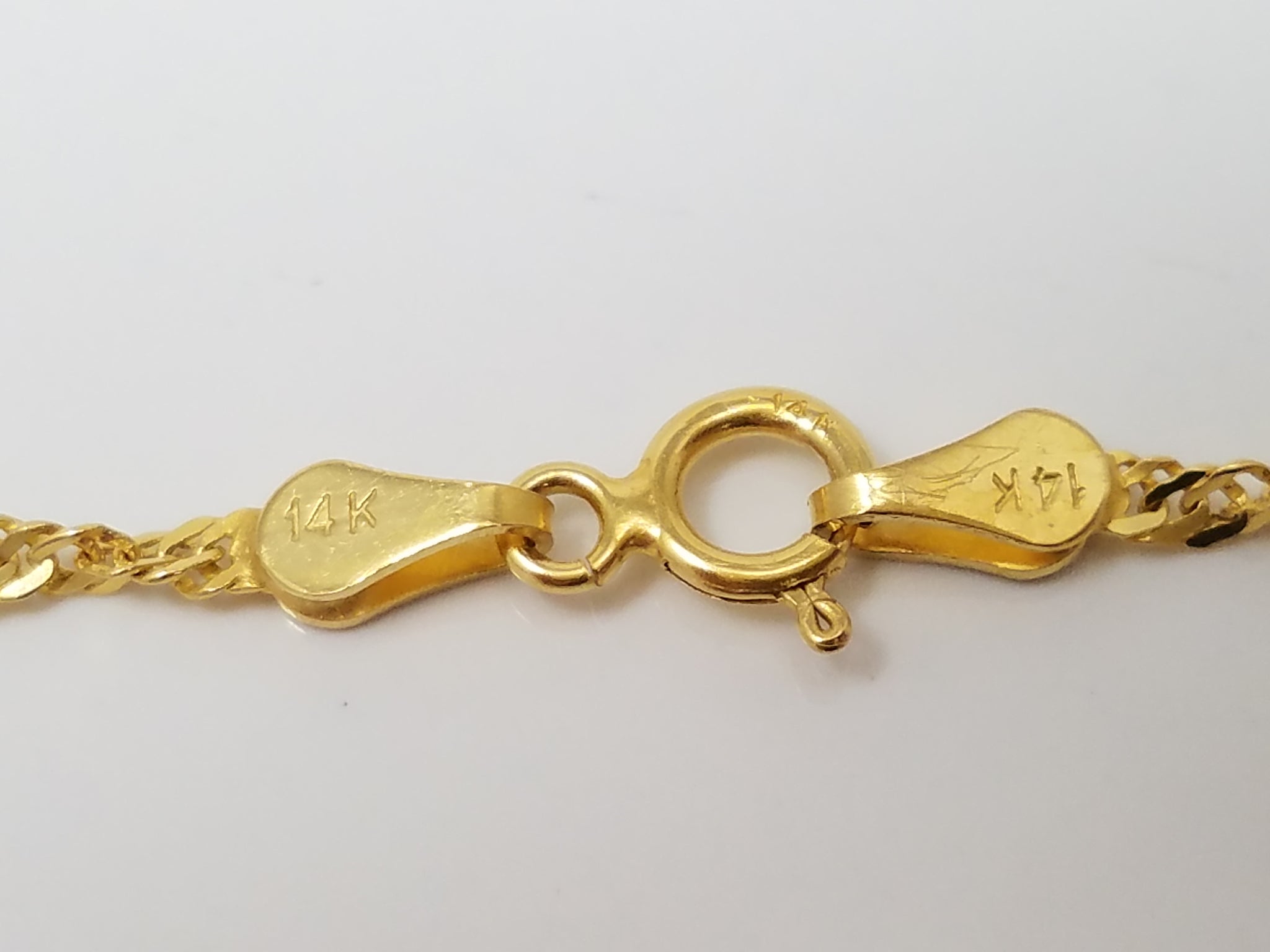 Sparkly 24" 14k Yellow Gold Singapore Link Chain Necklace