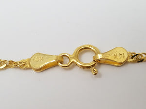 Sparkly 24" 14k Yellow Gold Singapore Link Chain Necklace