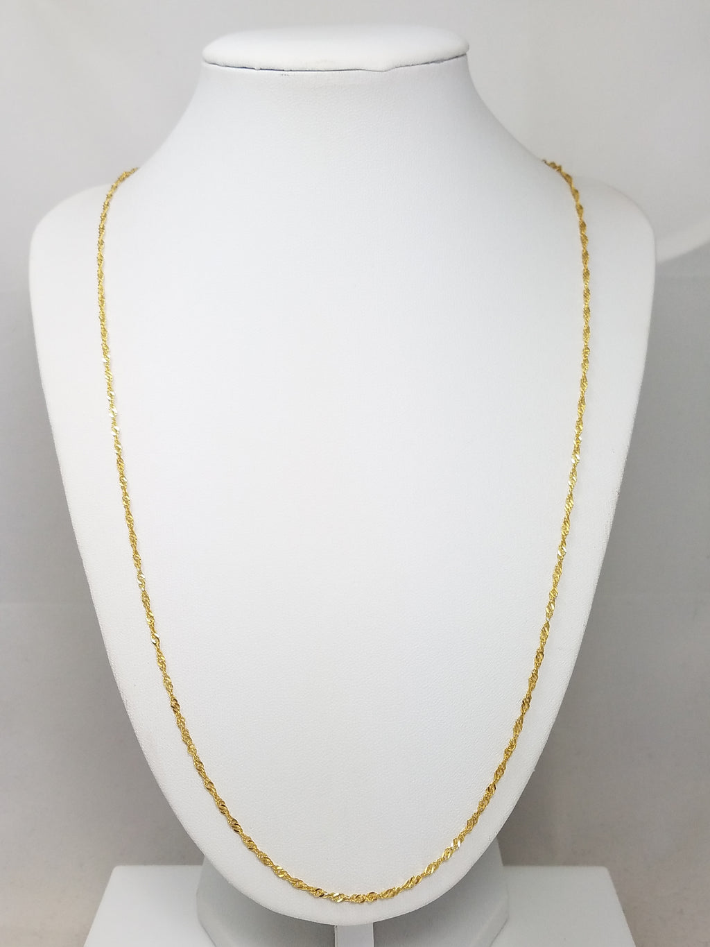 Sparkly 24" 14k Yellow Gold Singapore Link Chain Necklace